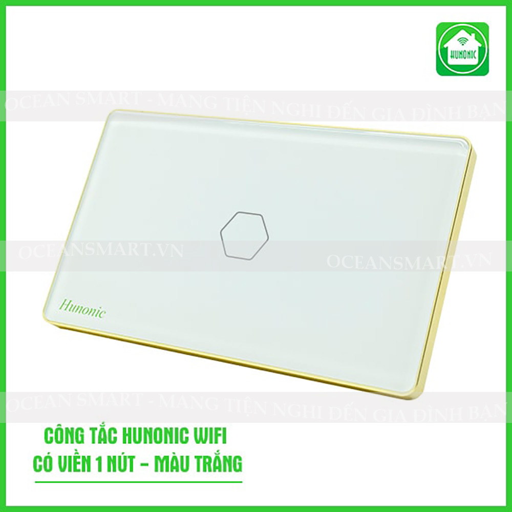 Công Tắc Cảm Ứng Thông Minh, Công Tắc Wifi HUNONIC Hình Chữ Nhật Có Viền - HNSC