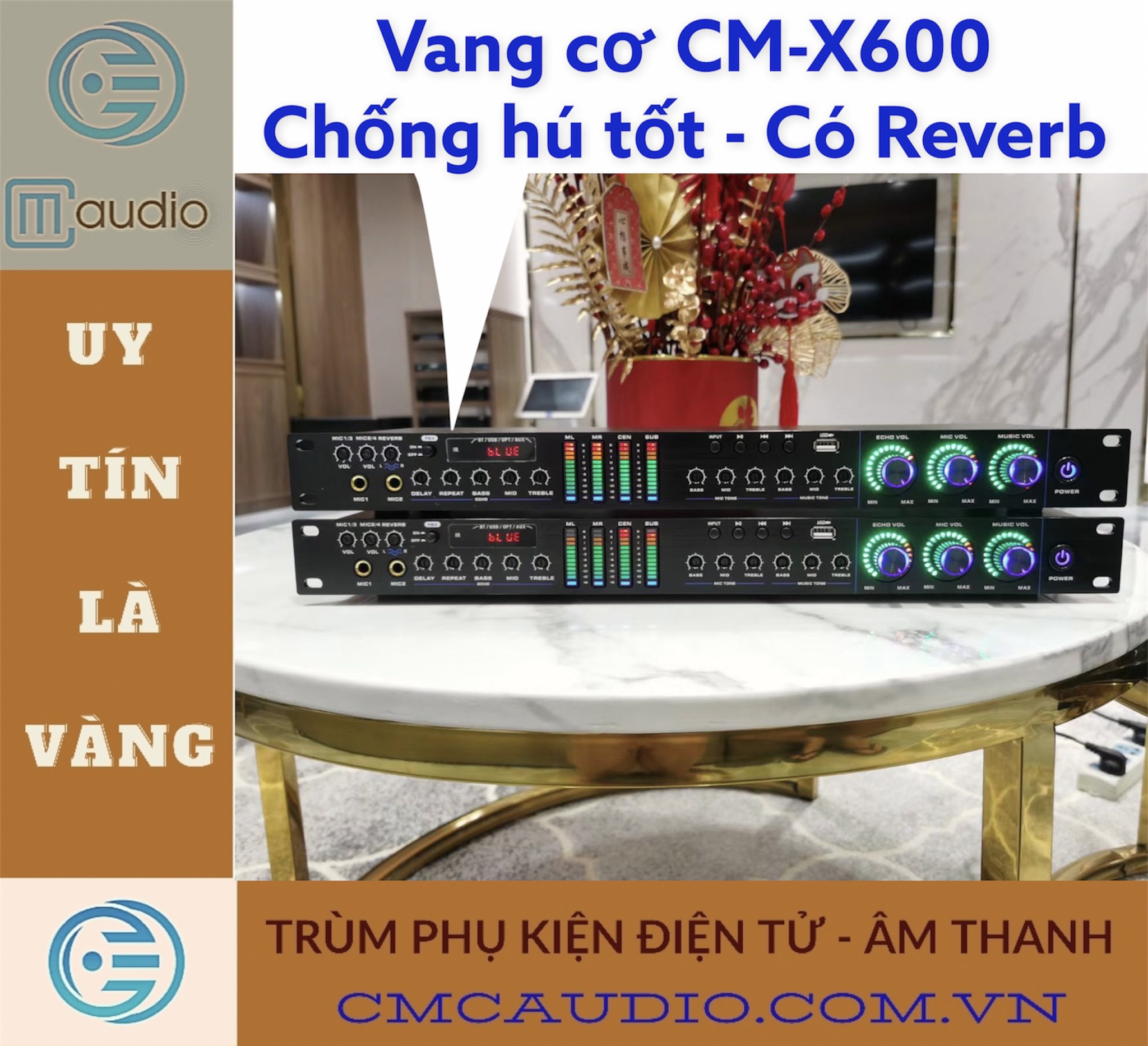 vang cơ CMAUDIO Model CM-X600 hàng chính hãng nhập khẩu 2024,có điều khiển từ xa,có reverb bluetooth 5.0,cổng quang,tặng kèm jac canon