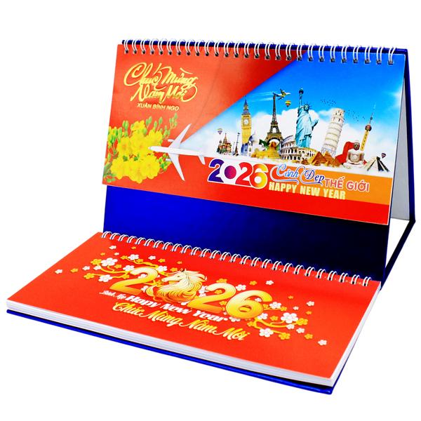 Lịch Để Bàn 2 Lò Xo - Cảnh Đẹp Thế Giới - NST 75B