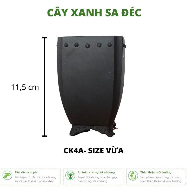 Bộ chậu vuông mini dáng cao CK4 màu trơn tối giản nhiều kích thước trồng bonsai mini, sen đá để bàn