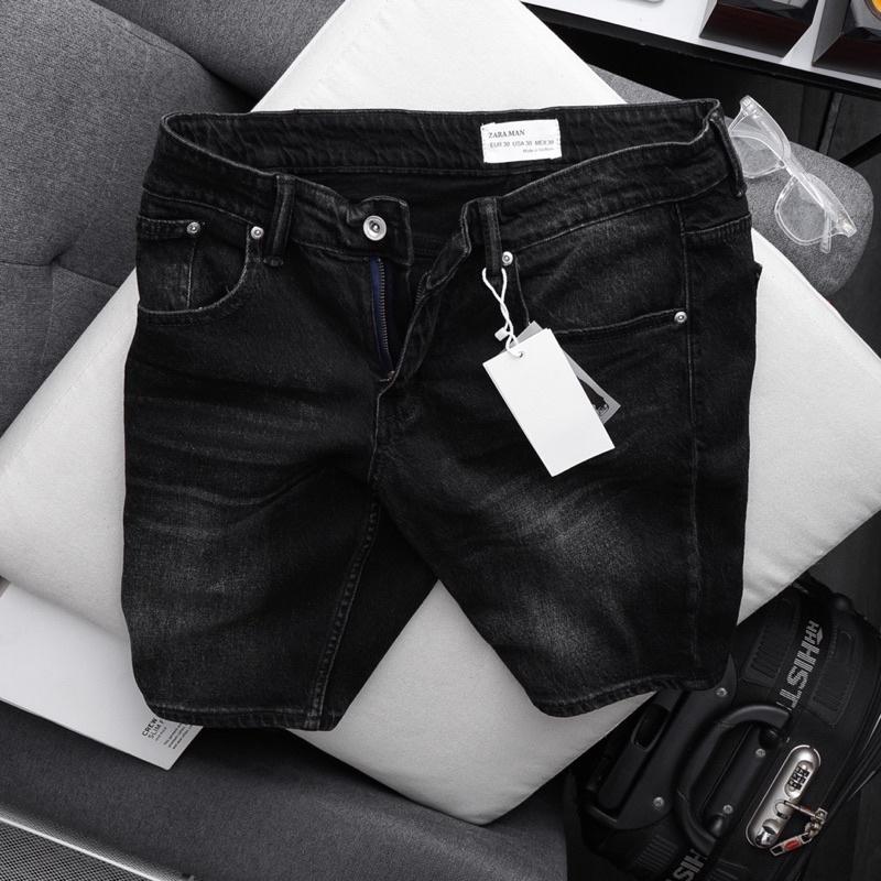 Quần short jean nam đen size đại co giãn