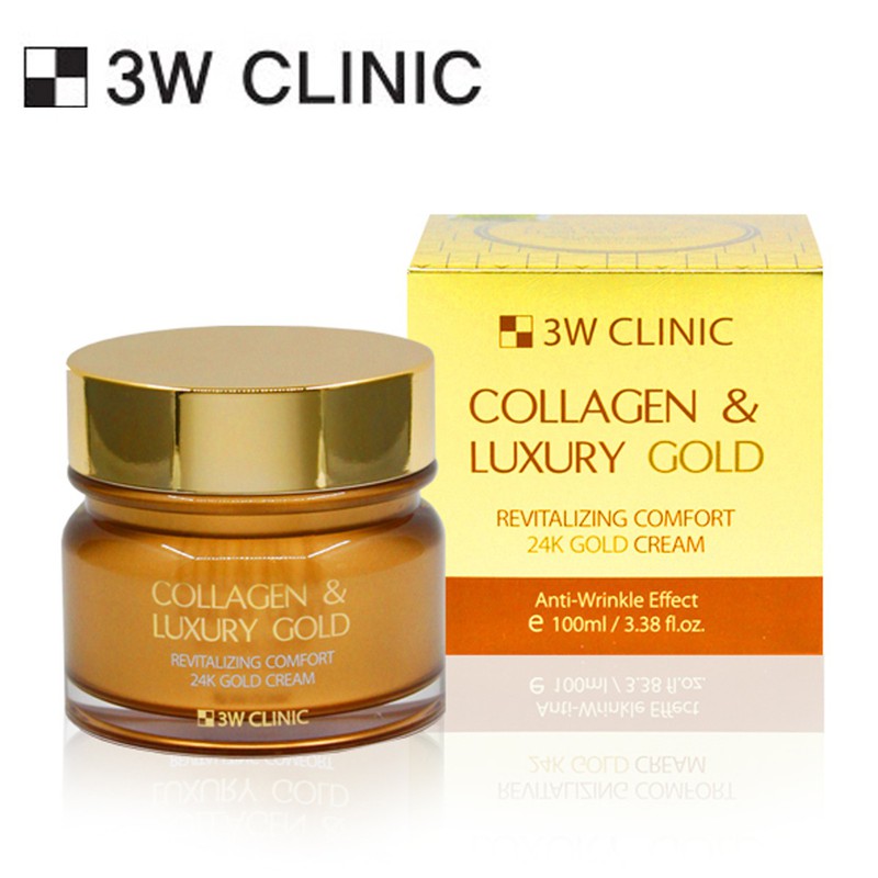 Kem dưỡng trắng da, ngăn ngừa lão hoá từ collagen và vàng 24K 3W Clinic Collagen & Luxury Gold Cream 100ml