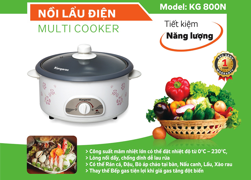 Nồi Lẩu Điện Kangaroo KG800N - 3.5L - Hàng chính hãng