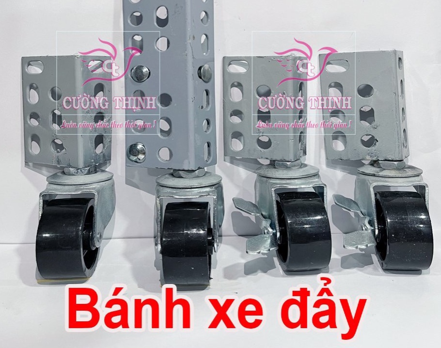 Bánh xe đẩy, kệ sắt v lỗ đa năng, dễ lắp ráp, loại tốt, combo 4 bánh xoay 360độ