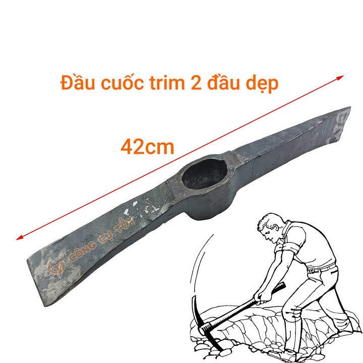 Cuốc Chim 2 Đầu Dẹt ,Đào Đất , Bổ Củi, Thép Nhíp Siêu Cứng