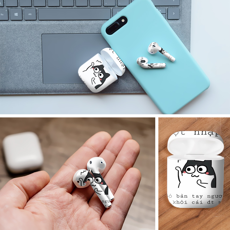 Miếng dán skin chống bẩn cho tai nghe AirPods in hình có người đột nhập - fun008 (bản không dây 1 và 2