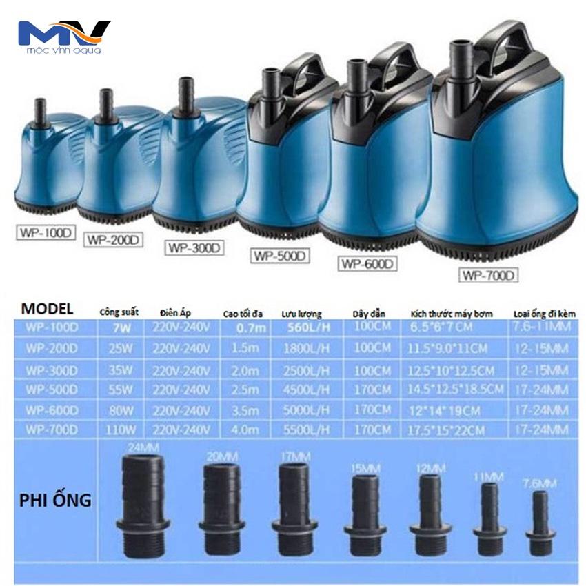 Máy bơm chìm hút đáy hồ cá 360 độ Sobo WP-600D/ WP-700D chạy êm ái siêu bền bỉ