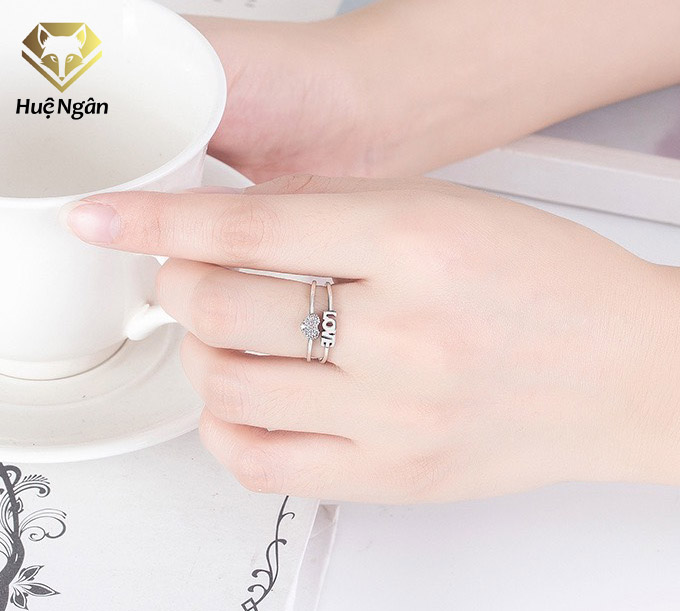 Nhẫn bạc nữ trang sức bạc Ý S925 Bạc Xinh Huệ Ngân - Trái tim tình yêu RR1302
