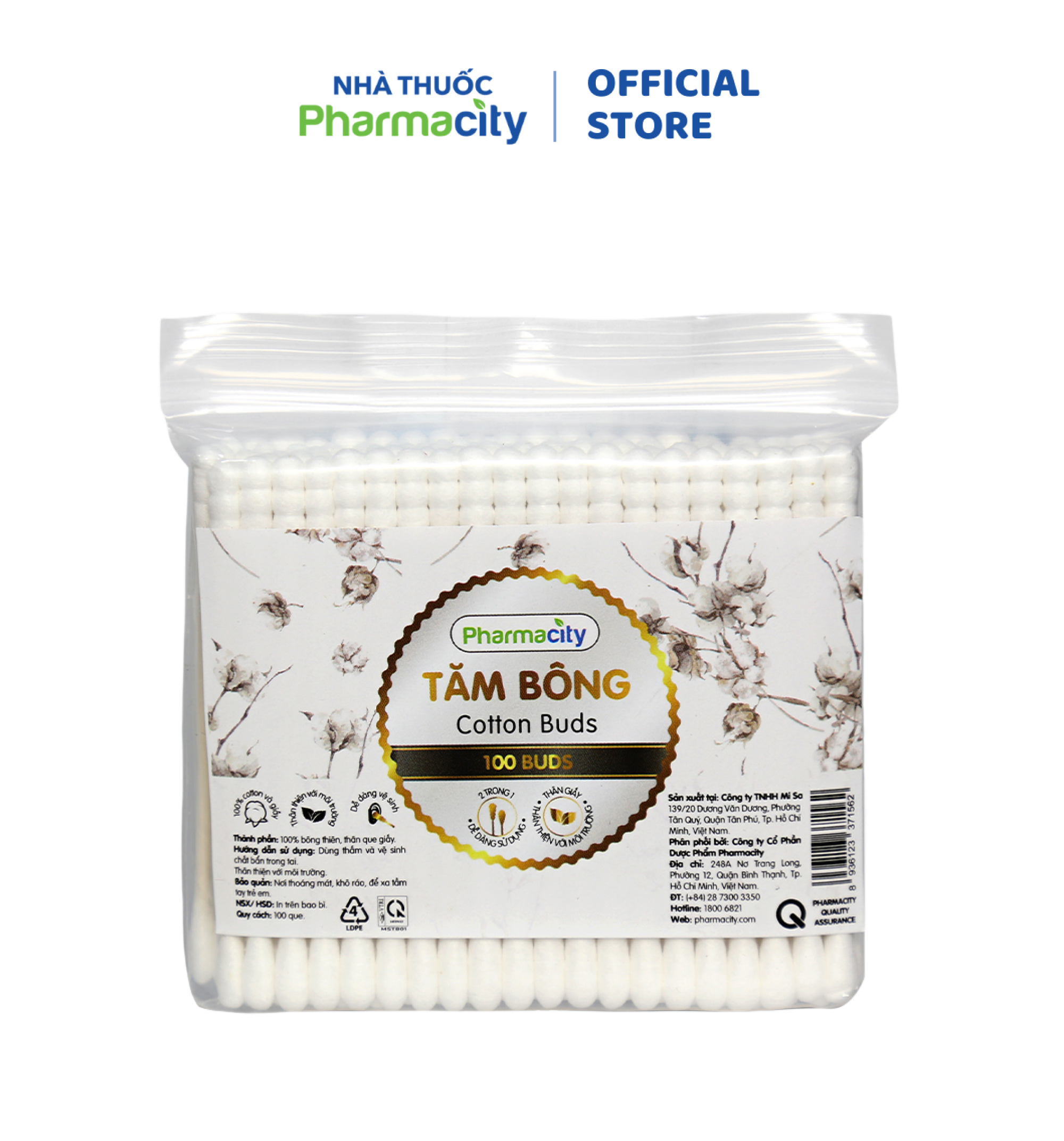 Tăm bông thân giấy Pharmacity