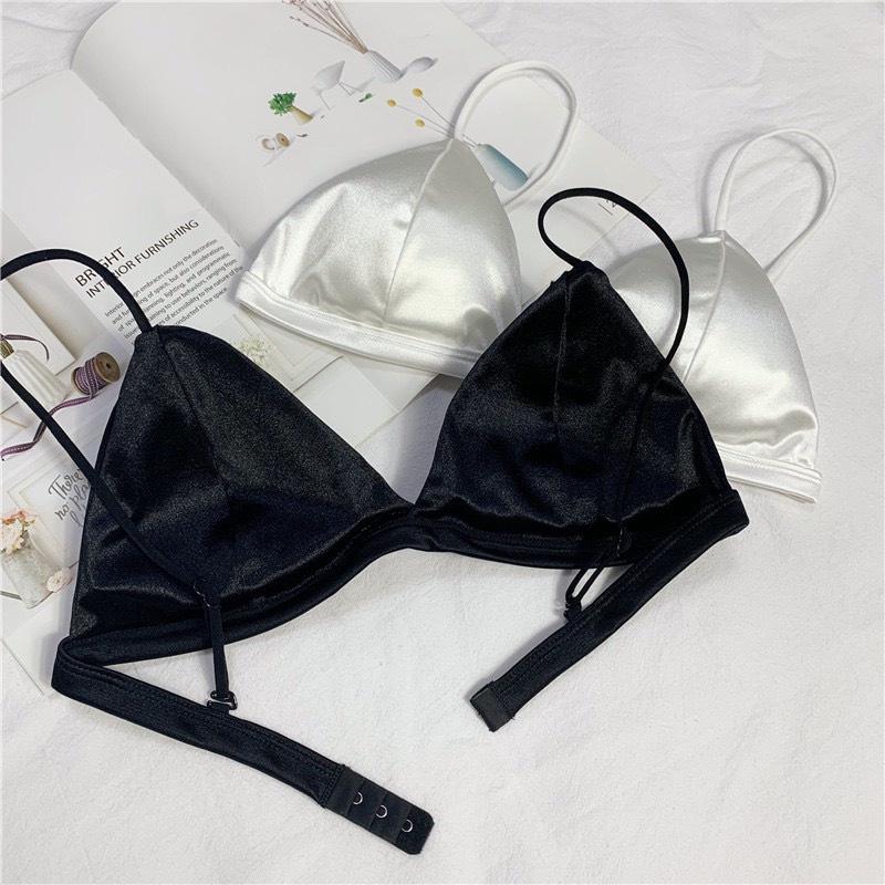 Áo bra Áo lót nữ bralette satin trơn mịn có khóa cài sau quyến rũ 0076