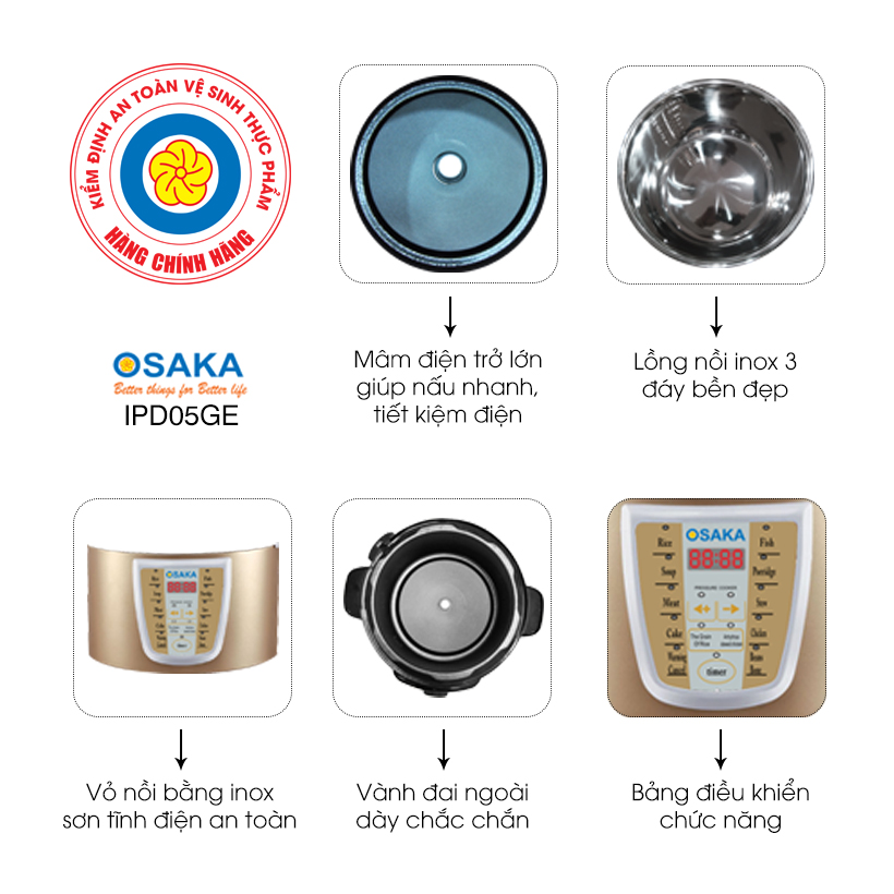 Nồi áp suất điện Osaka IPD-05GE 5L
