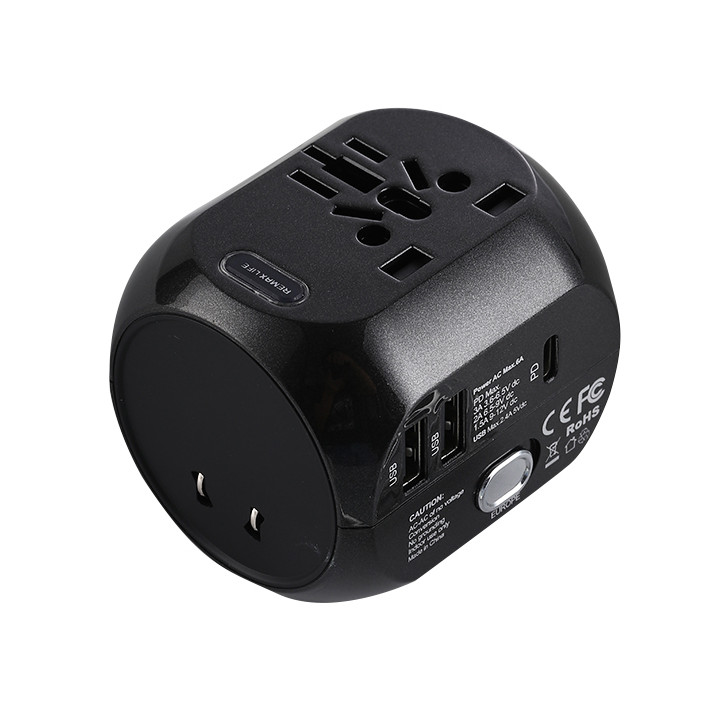 Hình ảnh Sạc đa năng Remax RL-EP08 QC Multi-Function International USB2.0 + QC3.0 tương thích chuẩn UK/US/AU/EU - Hàng nhập khẩu