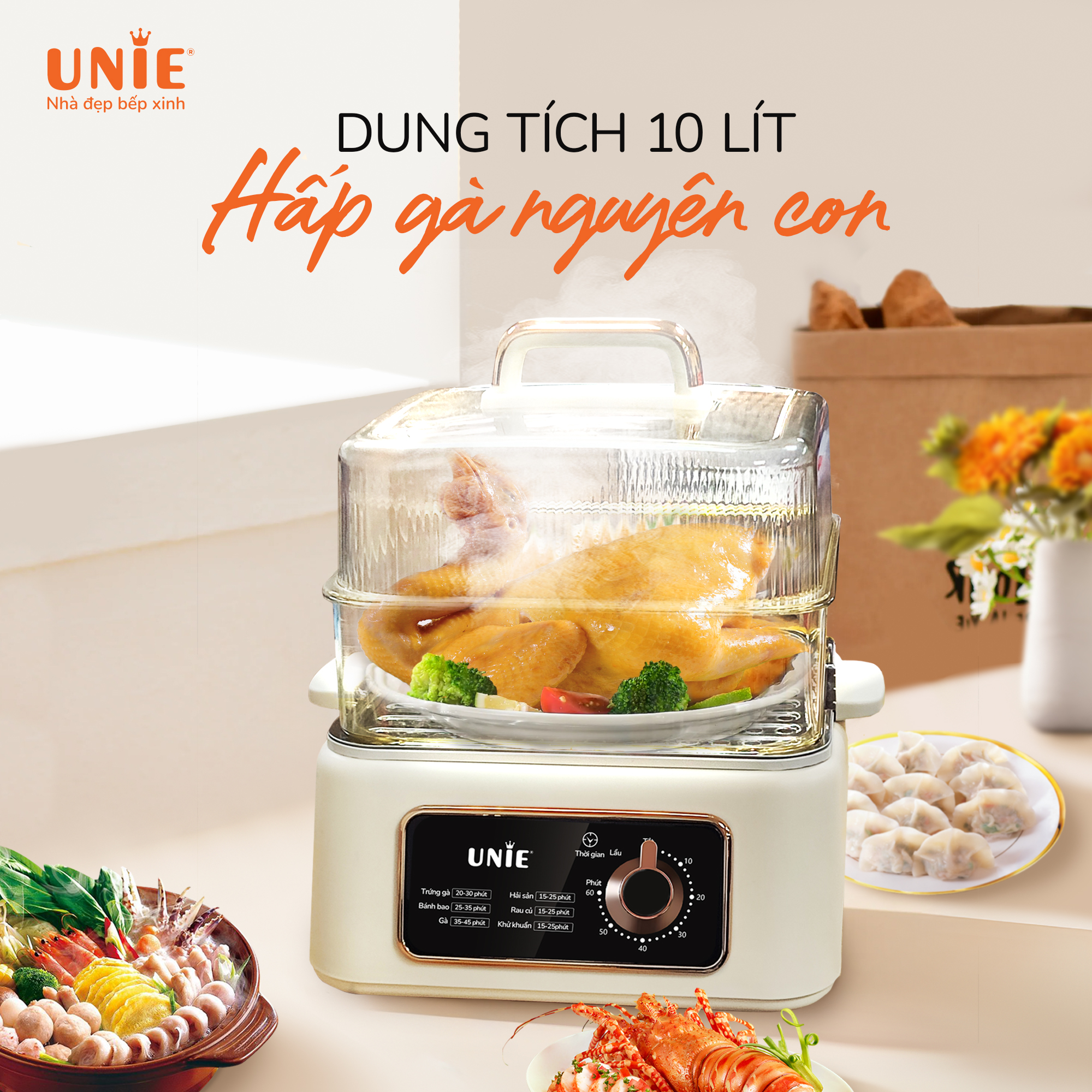 Nồi lẩu hấp đa năng Unie UE660 - Hàng Chính Hãng