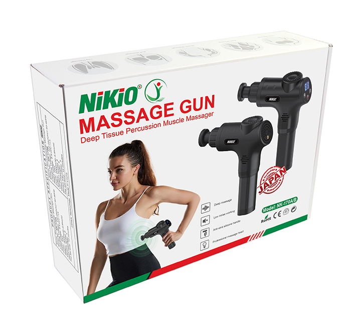 Súng  Massage Cầm Tay Nikio NK-170B - 6 Đầu Matxa, 5 Chế Độ, 6 Tốc Độ Mát Xa, Pin Sạc Không Dây 2000mAh - Hỗ Trợ Giảm Đau Nhức Và Giãn Cơ Toàn Thân, Công Nghệ Bộ Gõ Thế Hệ Mới