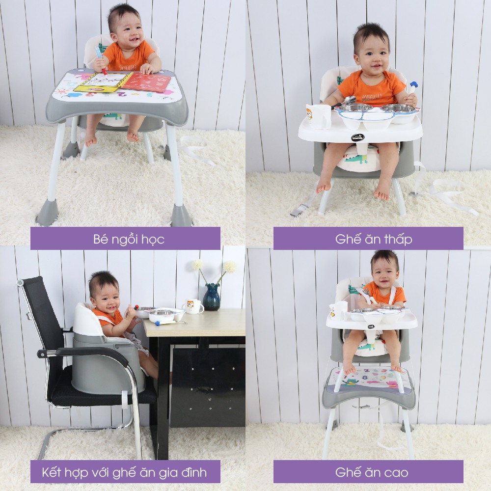 Ghế ăn dặm đa năng 3 in 1 cho bé Mastela 1016 - ghế ăn cao, ghế ăn thấp, bàn ghế tập vẽ thông minh cho bé từ 6 tháng