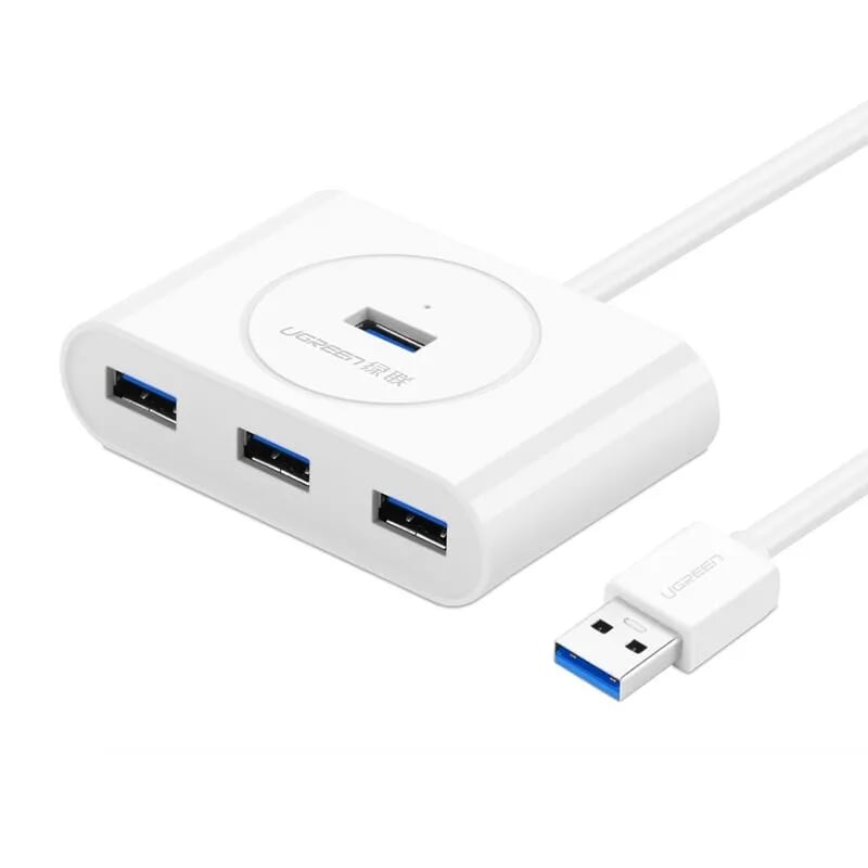 Bộ chia Hub USB 3.0*4 Port Hỗ trợ nguồn phụ 5V 80CM màu Trắng UGREEN UHU20283CR113 Hàng chính hãng