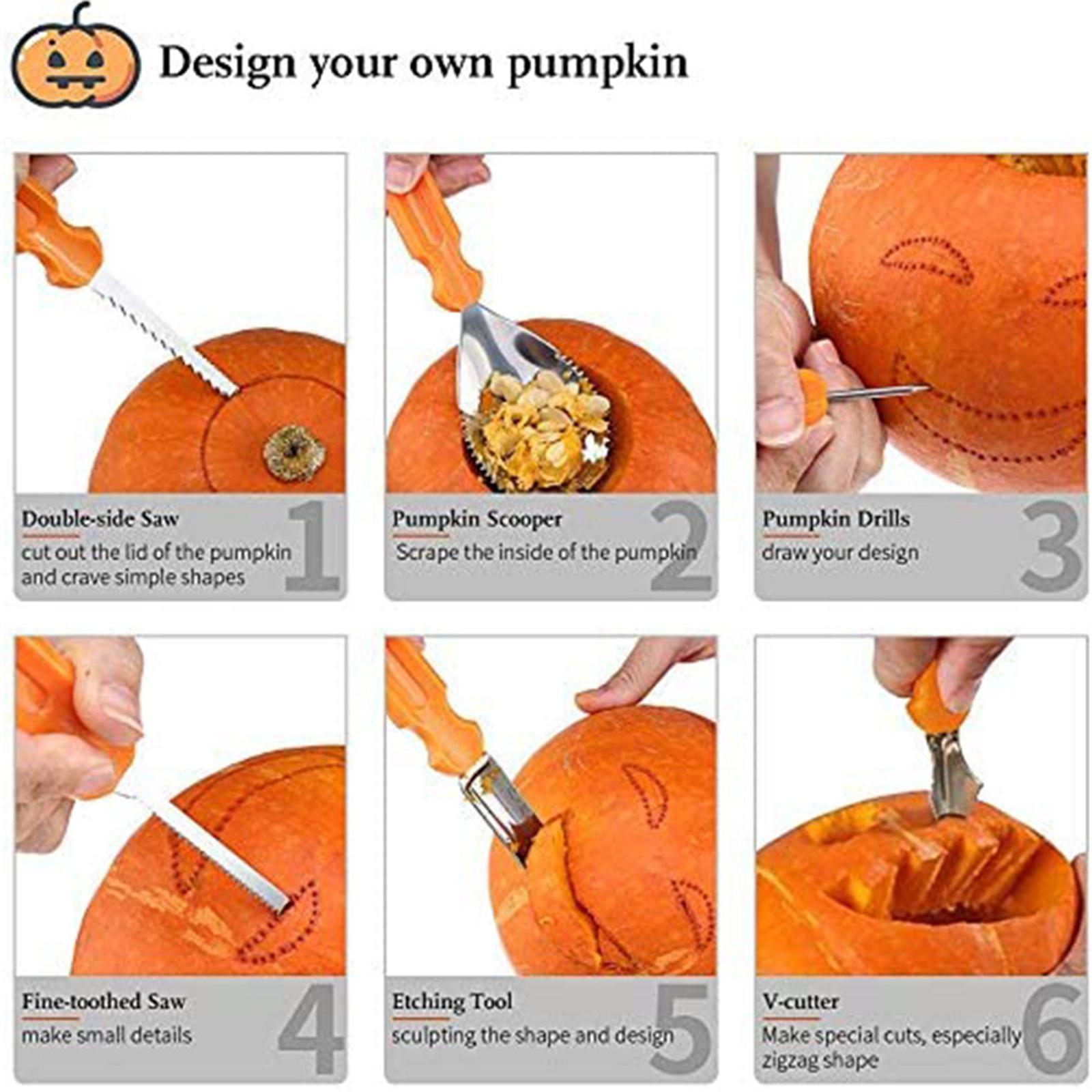 7 Pieces/10 Pieces Precision Halloween Pumpkin Carving Knife Kit for DIY Making Pumpkin Grimace Pattern Cutting