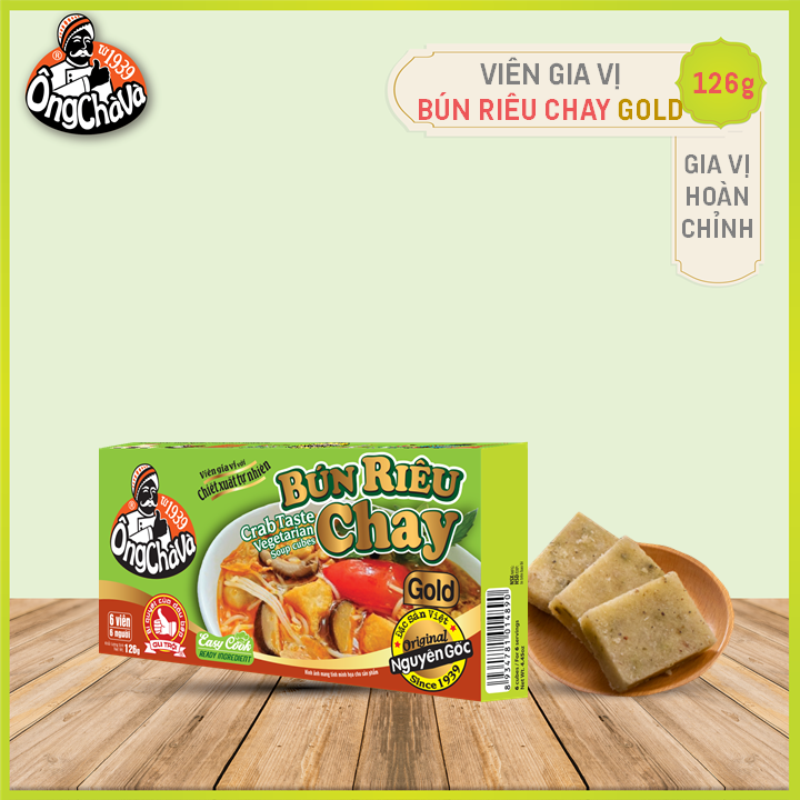 Viên Gia Vị Bún Riêu Chay Ông Chà Và Gold 126g (Crab Taste Vegetable Soup Cubes)