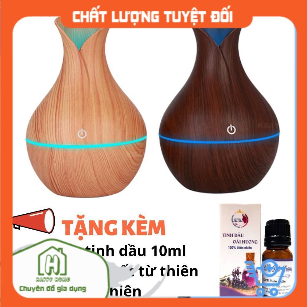 Máy Phun Sương Tạo Độ Ẩm, Khuếch Tán Tinh Dầu Vân Gỗ Cổ Cao Tặng Kèm Tinh Dầu Xông Phòng Thiên Nhiên