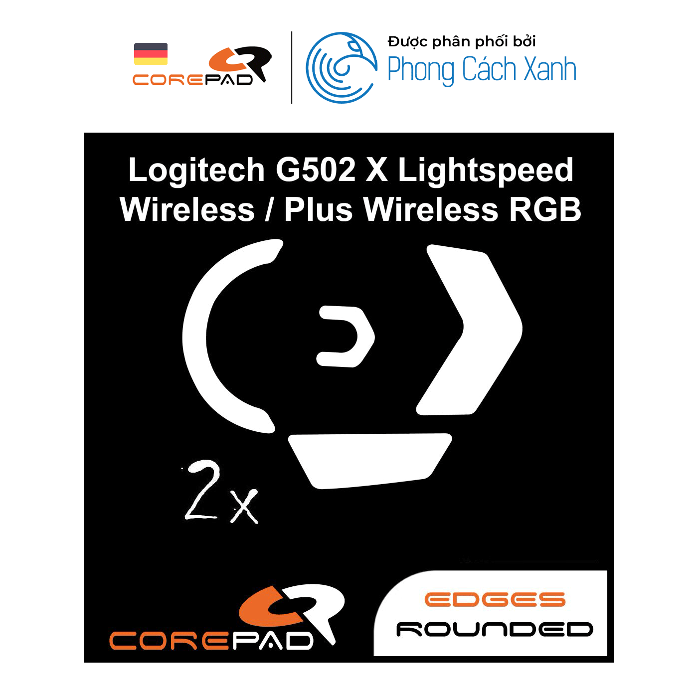 Feet chuột thay thế PTFE Corepad Skatez cho Logitech G502 X Lightspeed / PLUS Wireless (2 bộ) - Hàng Chính Hãng