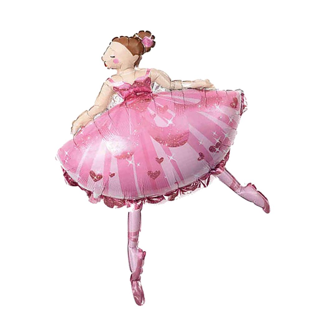 2X Ballet Dancing Girl Foil Balloon Baby Shower Christening Party Decor Pink