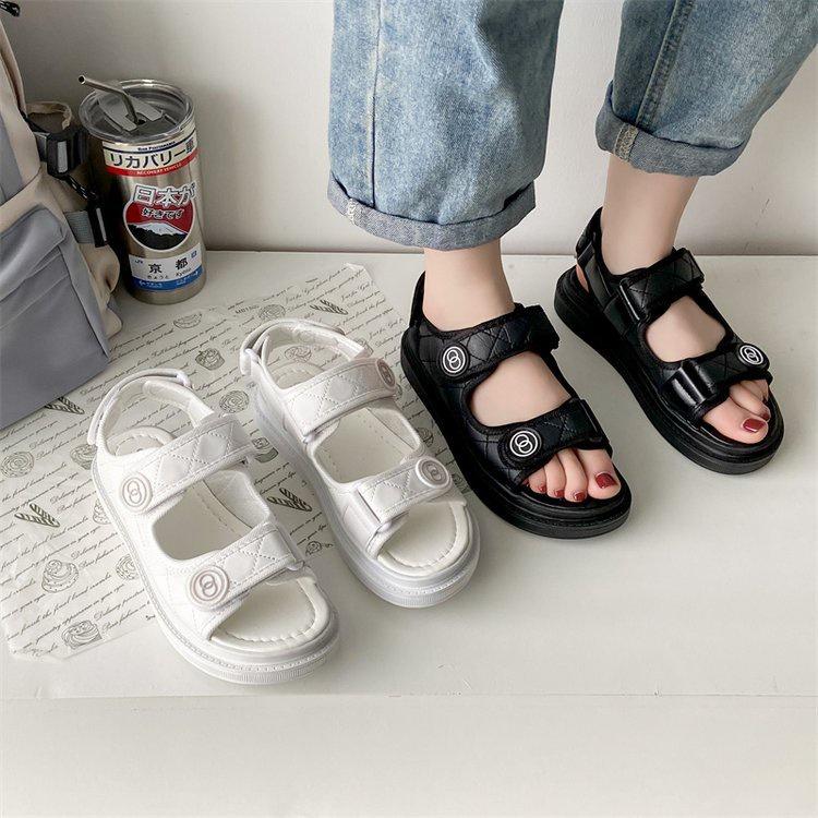 Dép sandal nữ quai dán Trần trám đế bánh mì siêu nhẹ cao 3cm