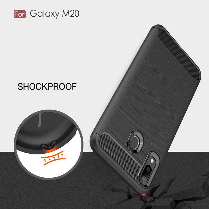 Ốp lưng cho Samsung A6 A7 A8 Plus A8 Star A9 2018 M20 carbon phay xước chống sốc chống vân tay