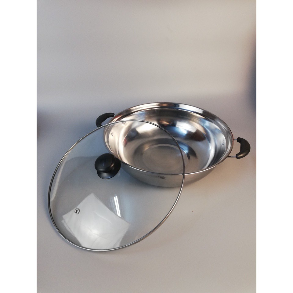Nồi Lẩu Inox Nắp Kính Dùng Được Cho Mọi Loại Bếp Size 26cm, 28cm