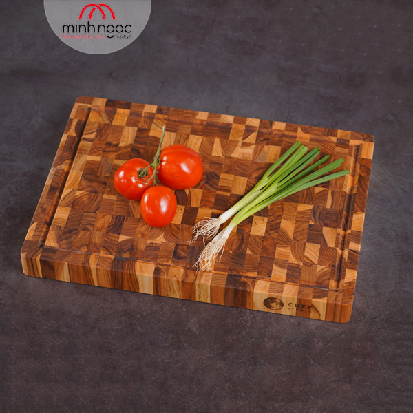 Thớt gỗ Teak Chef Studio hình chữ nhật, kích thước 28 x 40 x 3,5 cm - MSP10231. Dùng cắt, thái, khay trưng bày thực phẩm.