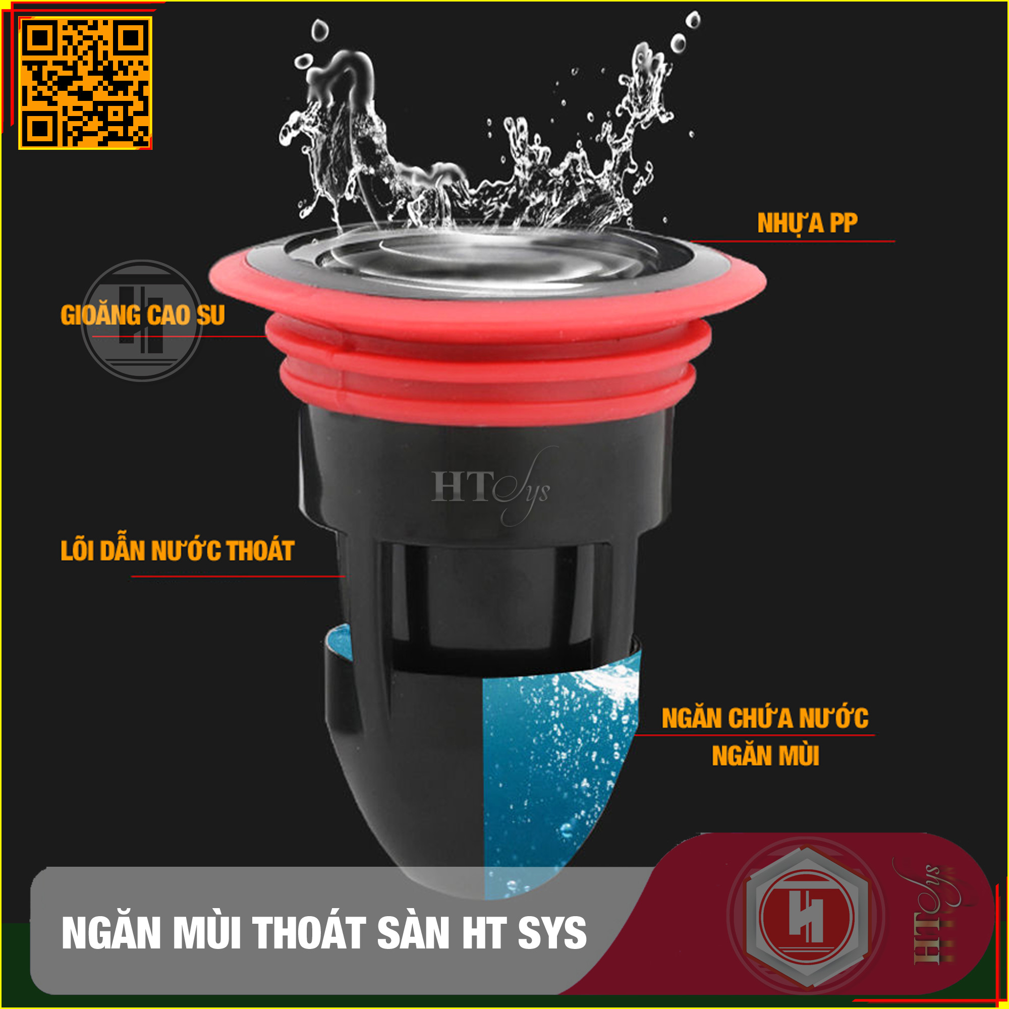 Nắp Chống Mùi Hôi Cống HT SYS - Ngăn Mùi Thoát Sàn, Ngăn Côn Trùng, Chống Trào Ngược - Không Cản Trở Dòng Chảy - Phù Hợp Với Lỗ Thoát Sàn Từ 3.8cm Đến 5cm