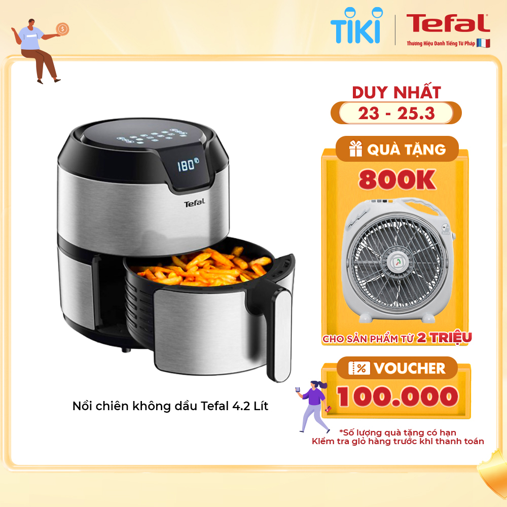 Nồi chiên không dầu điện tử Tefal XL EY401D15, giỏ chiên 4.2L/1.2kg - Hàng chính hãng