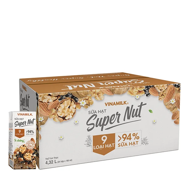 Sữa 9 loại hạt Vinamilk Super Nut - Thùng 24 hộp 180ml