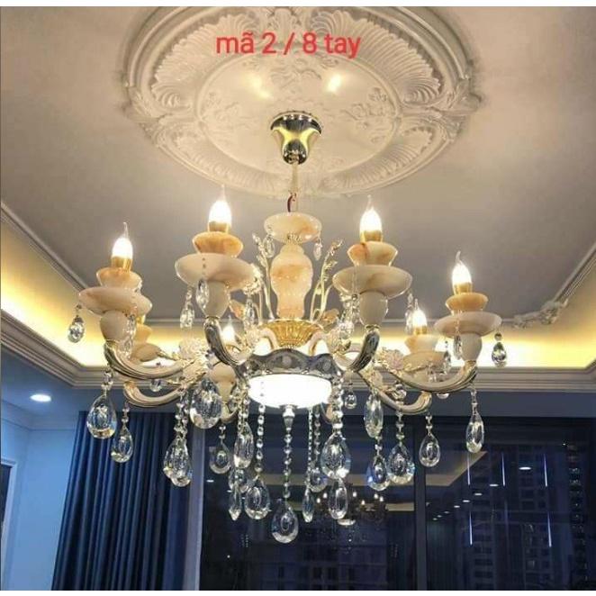 Đèn chùm YANTEE 8 tay kiểu dáng sang trọng trang trí nội thất - kèm bóng Led chuyên dụng