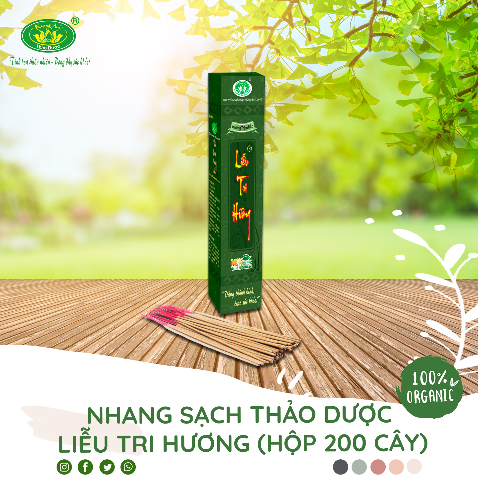 Nhang sạch thảo dược Liễu Tri Hương 2 Tấc thời gian cháy 45 phút