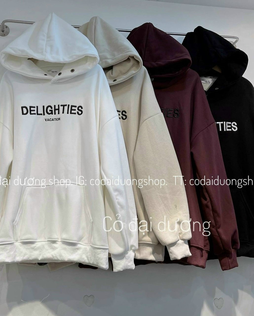 Áo hoodie phối khuy đỏ thêu Delighties Unisex Nỉ ngoại form rộng tay phồng kiểu dáng vintage đường phố peonyb, Áo khoác hoodie form rộng nam nữ DELIGHTIES áo khoác hoodie phong cách hàn quốc
