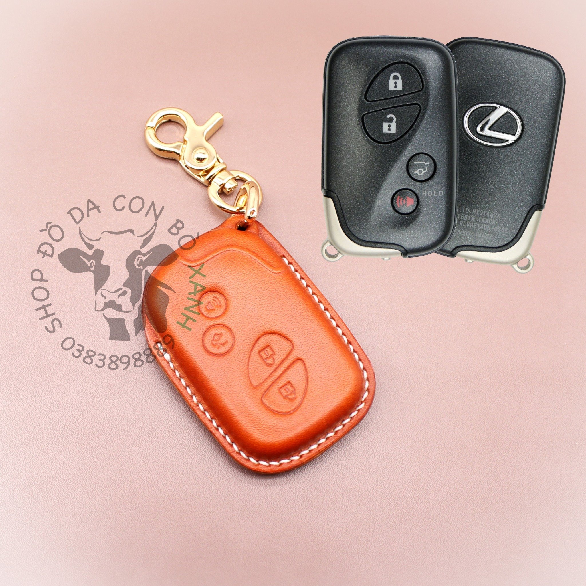 Bao Da Ép Phom dành cho Chìa Khoá Lexus đời cũ màu nâu 001e