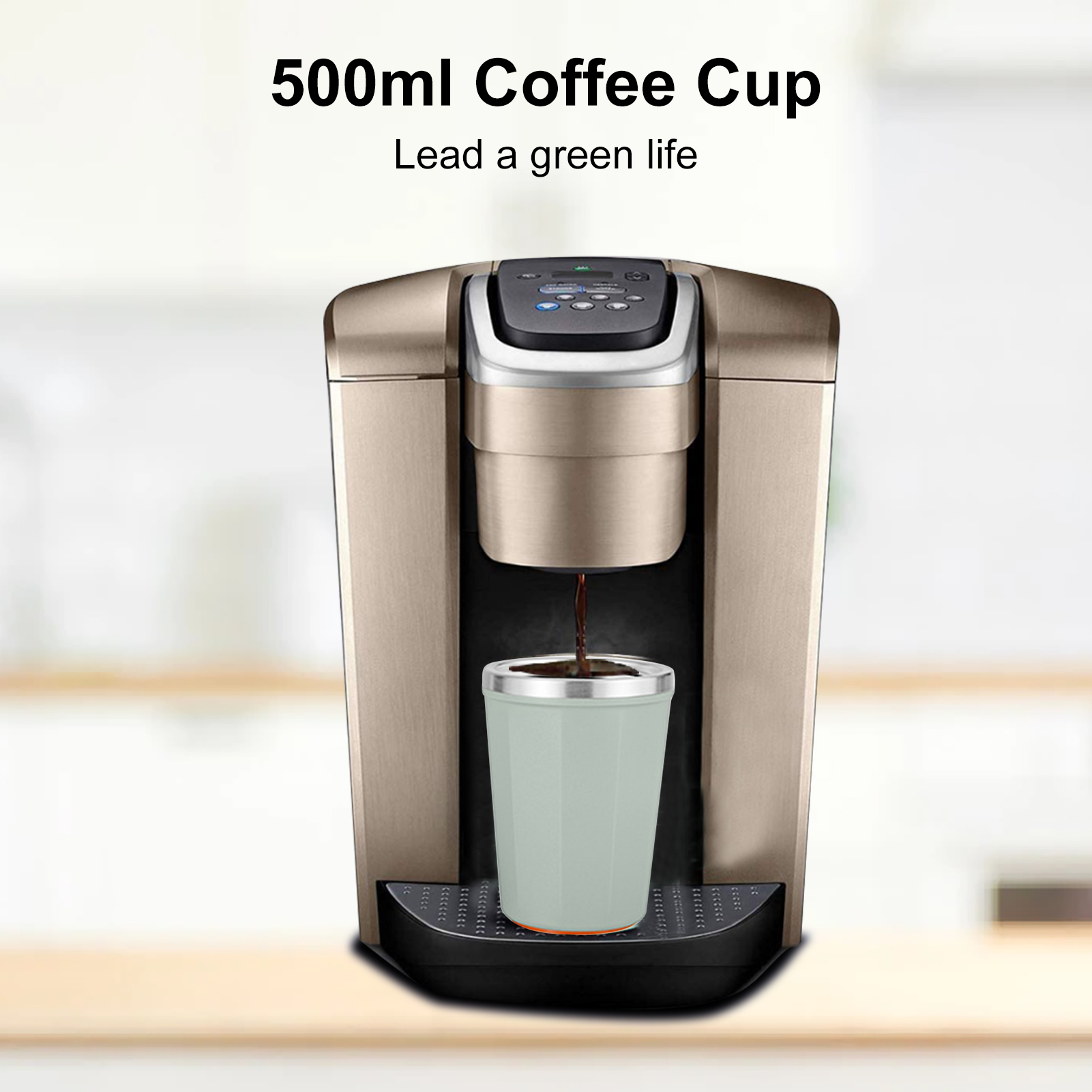 Tách cà phê bằng thép không gỉ 500ml có thể tái sữ dụng chống va đập, chống bỏng