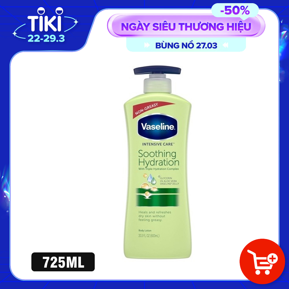 Sữa dưỡng thể Vaseline xanh lá Total Moisture Aloe Fresh Hydrating Body Lotion 725ml mẫu mới