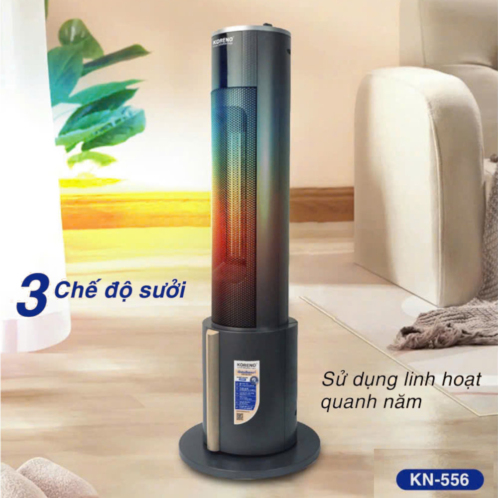 Máy sưởi gốm Ceramic Koreno Thái Lan KN-556 công suất 2200W kèm khiển từ xa - Hàng chính hãng