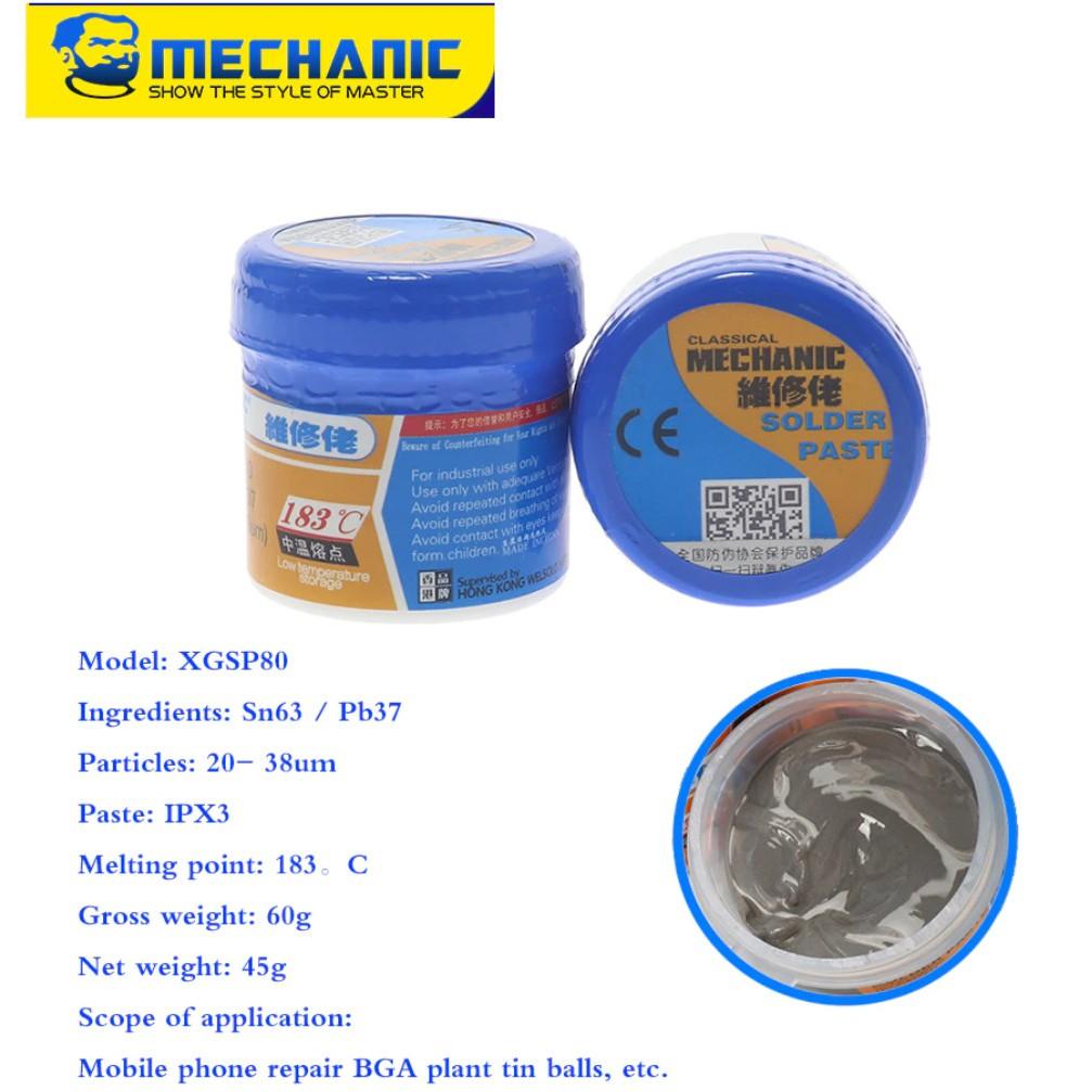 Thiếc hàn bột MECHANIC XGSP80 183 độ lọ 60g