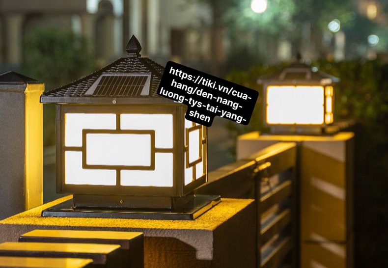 Đèn trụ cổng năng lượng mặt trời đèn trang trí sân vườn 300mm x 300mm, 3 chế độ sáng, IP65,có điều khiển