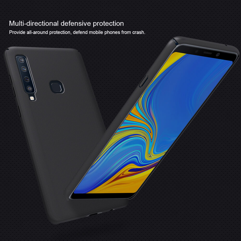 Ốp Lưng Sần chống sốc cho Samsung Galaxy A9 2018 / A9S / A9 Star Pro hiệu Nillkin Super Frosted Shield đính kèm giá đỡ - hàng nhập khẩu