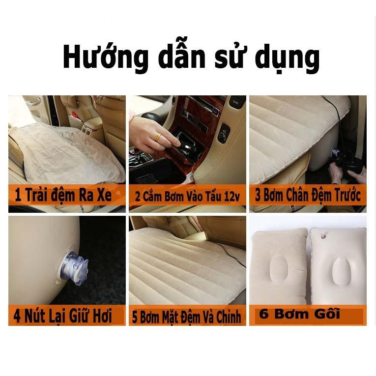 Đệm hơi ô tô cao cấp vải dù (Đen)