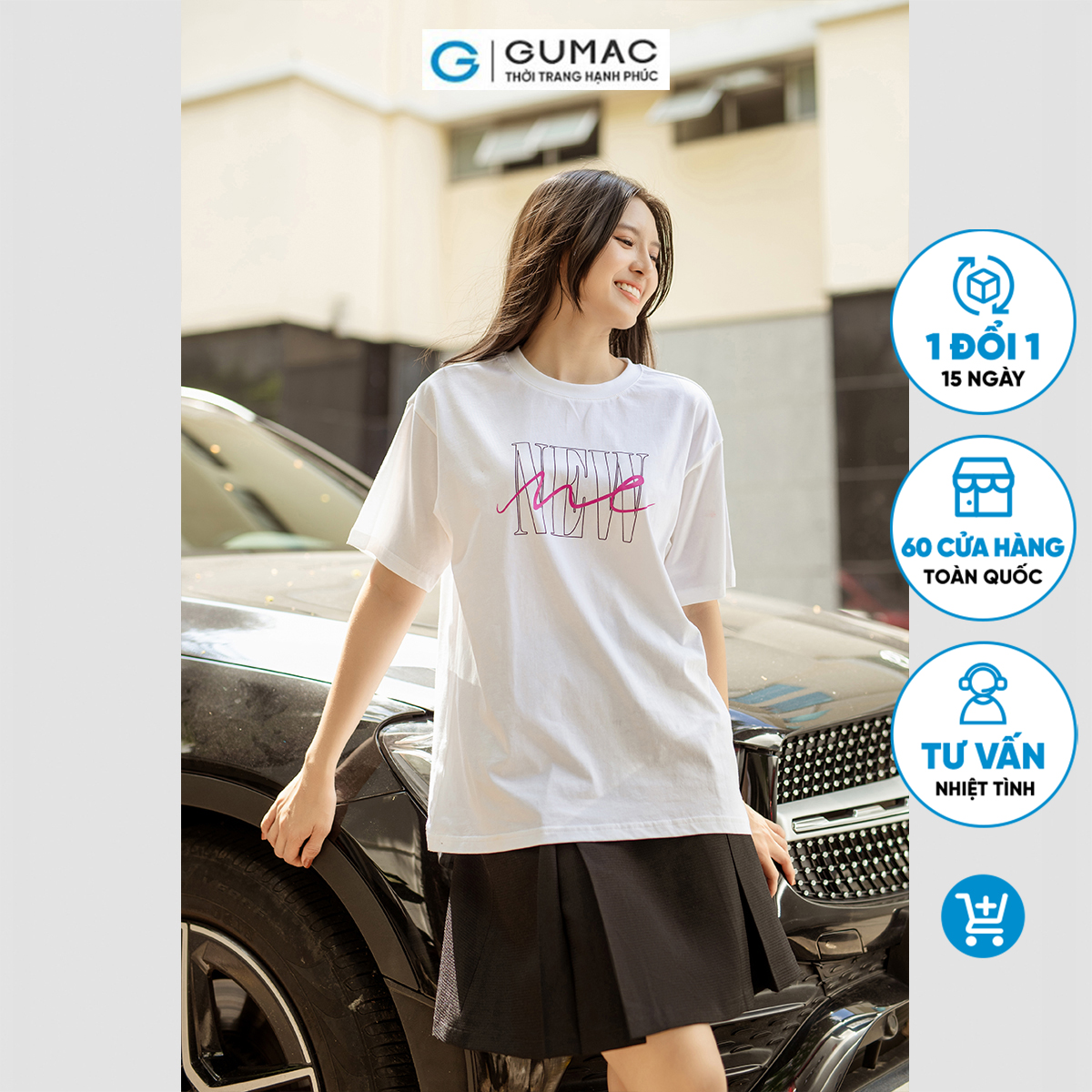 Áo thun nữ in chữ trẻ trung thời trang GUMAC ATD06083