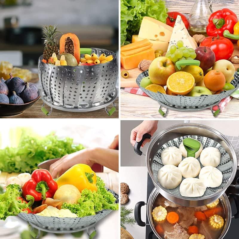 Nồi nấu hơi bằng thép không gỉ, bộ đá mỏng có thể điều chỉnh với tay cầm mở rộng cho rau và trái cây, giỏ có thể gập lại phù hợp với thức ăn cho em bé máy rửa chén