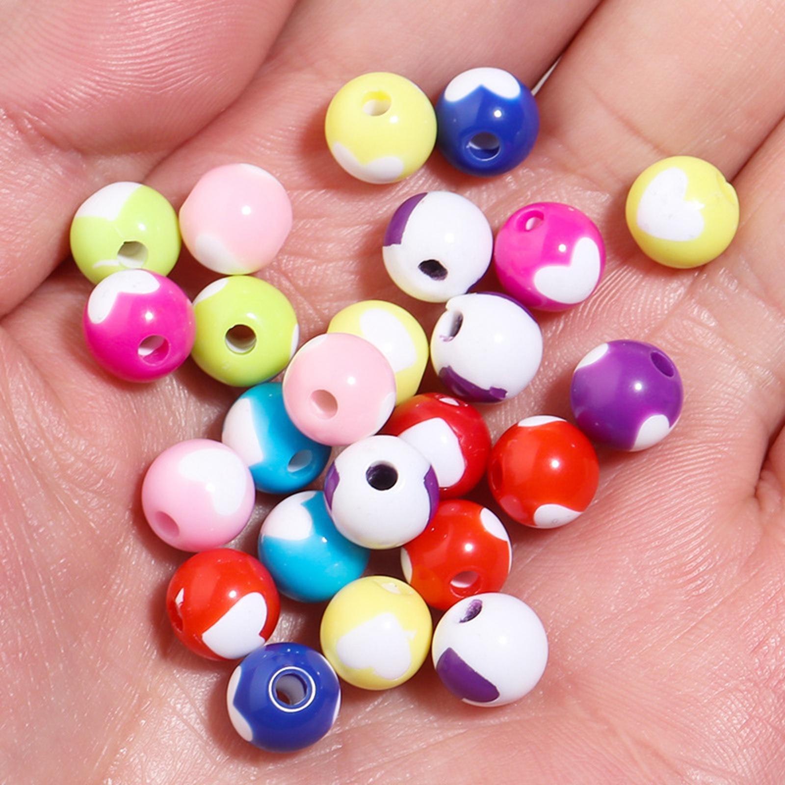 200PCS Acrylic Spacer Beads Mixed Colors Crafting Heart Beads for DIY Bracelet Necklace Jewelry Making