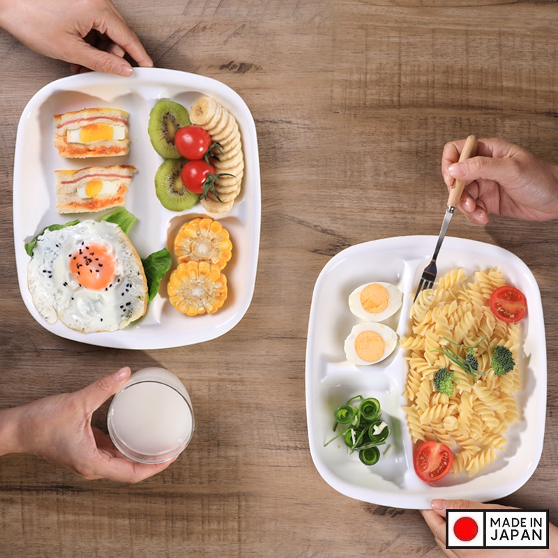 Combo 2 khay ăn chia 3 ngăn cho bé nội địa Nhật Bản