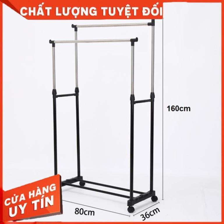 Giàn phơi quần áo inox 2 tầng, Khung phơi quần áo inox, Giá phơi đồ gia đình, Cây phơi đồ 2 tầng chắc chắn