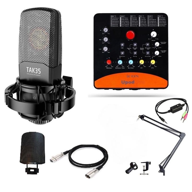 Combo Mic Thu Âm Takstar TAK35 Sound Card Upod icon Pro Đầy Đủ Phụ Kiện Kết Nối