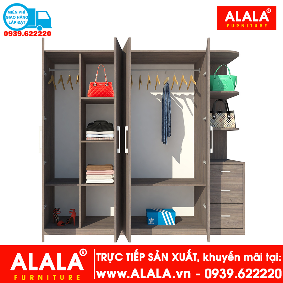 Tủ quần áo ALALA271 gỗ HMR chống nước - www.ALALA.vn - 0939.622220